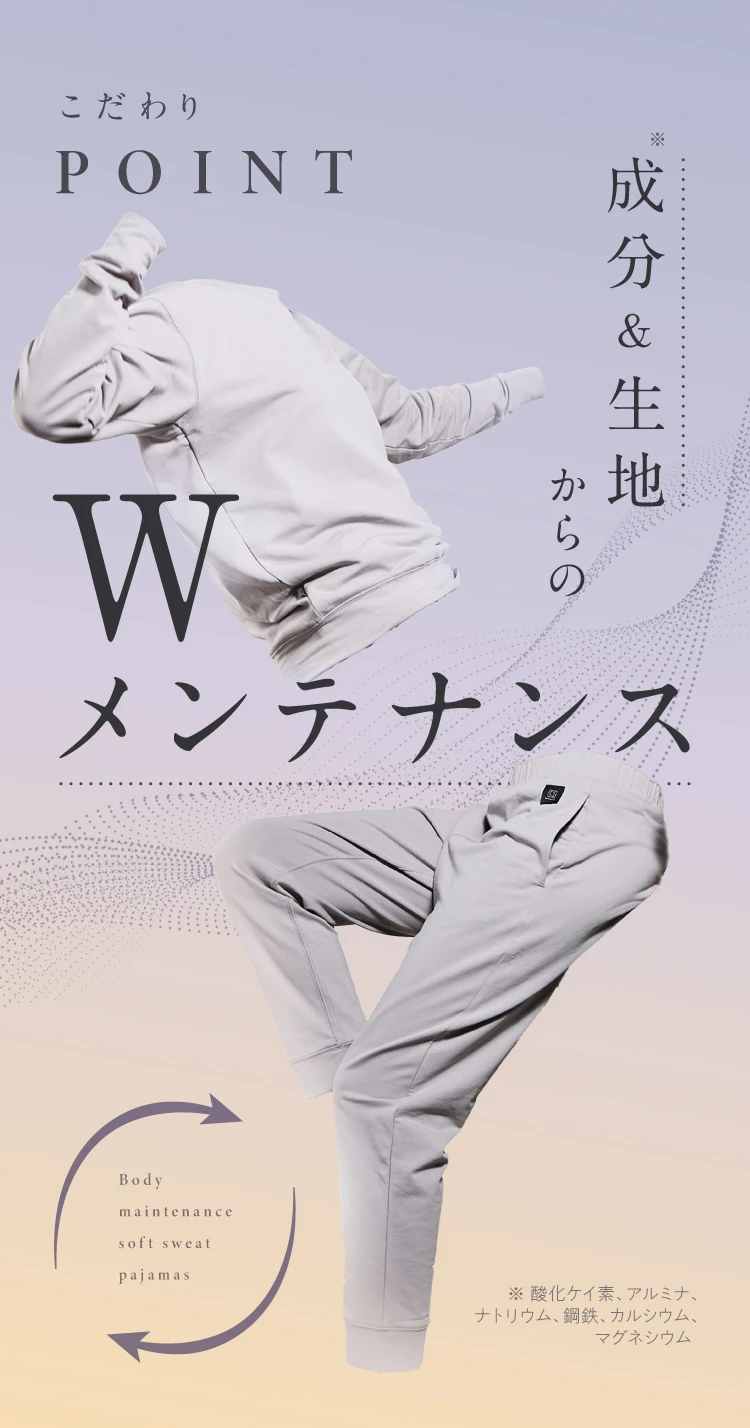 こだわりPOINT 成分&生地からのWメンテナンス