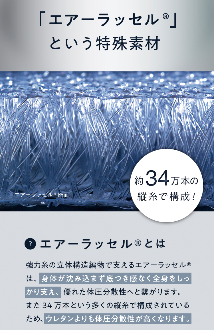 そこでたどり着いたのが「エアーラッセル」という特殊素材