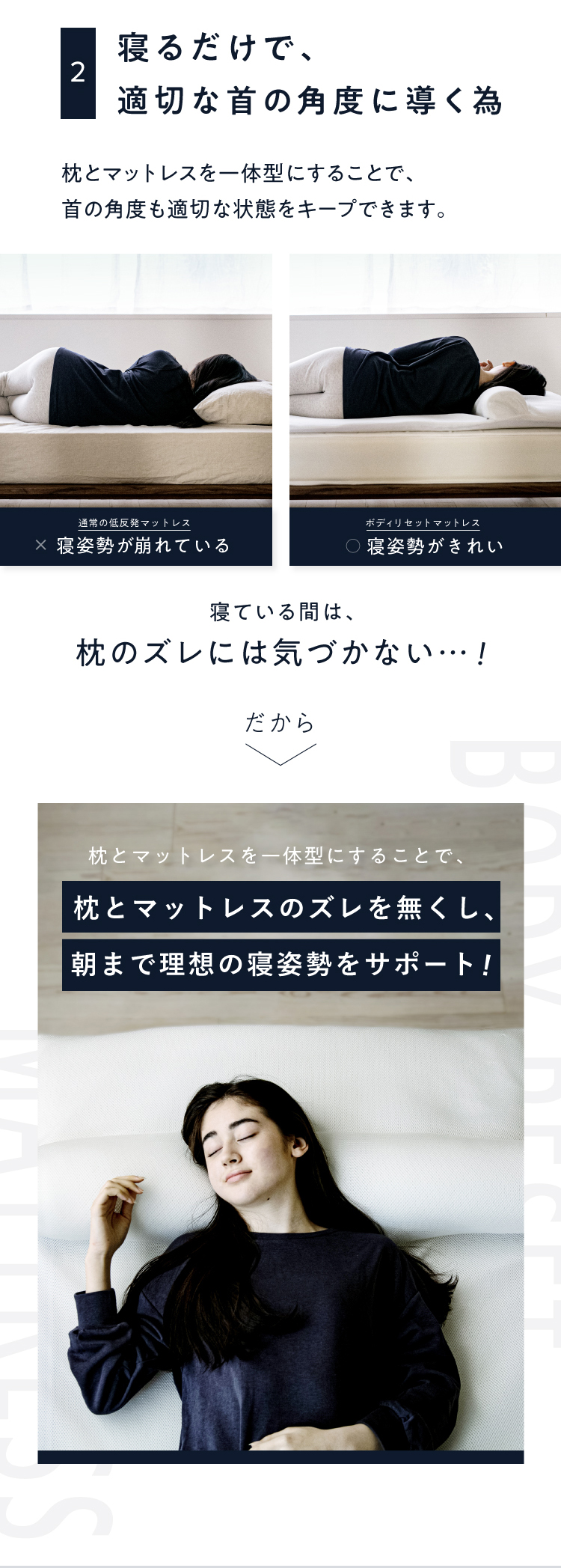 寝るだけで、適切な首の角度に導く