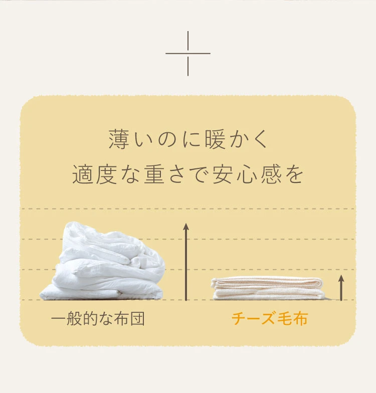 薄いのに暖かく適度な重さで安心感を