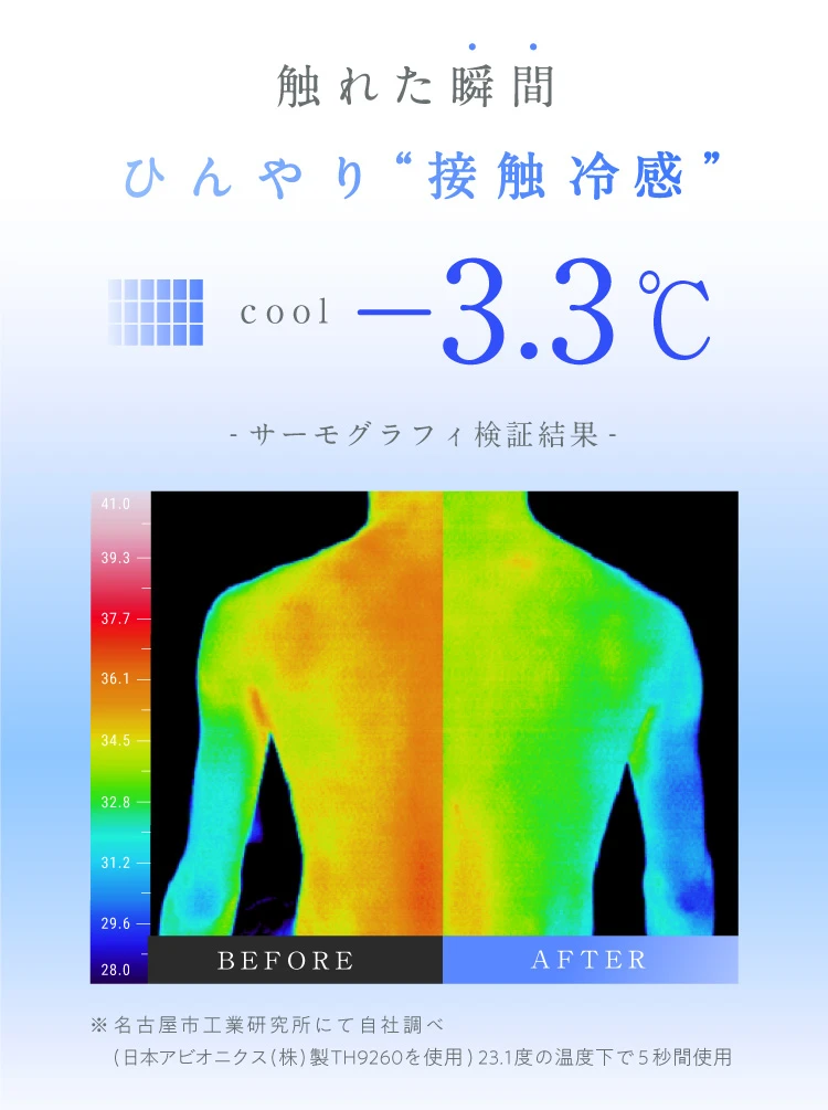 触れた瞬間ひんやり接触冷感 -3.3℃