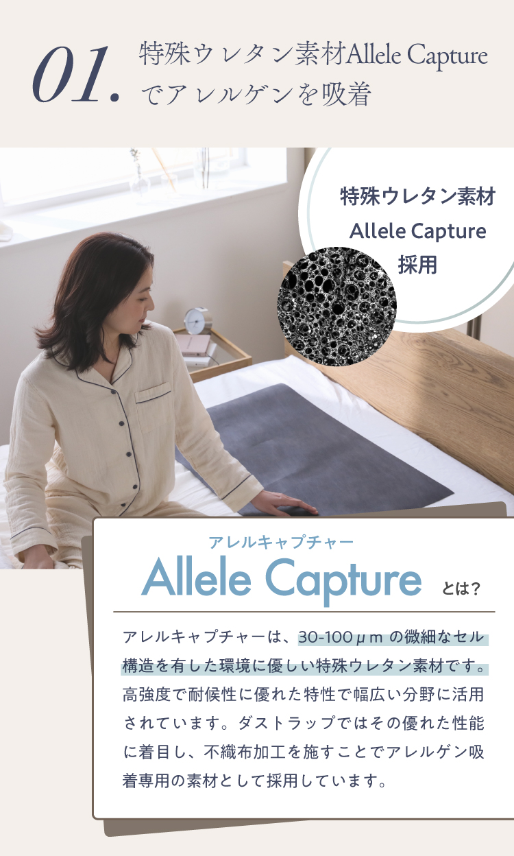 特殊ウレタン素材Allele Captureでアレルゲンを吸着