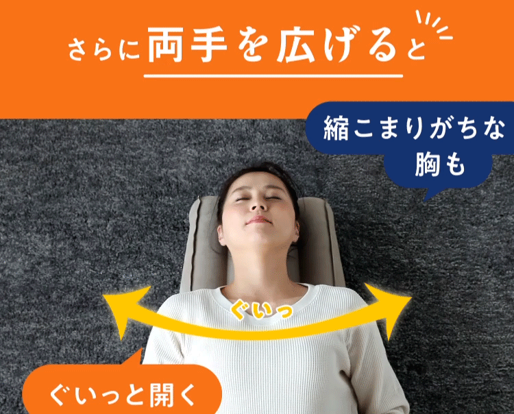さらに両手を広げると、縮こまりがちな胸もぐいっと開く