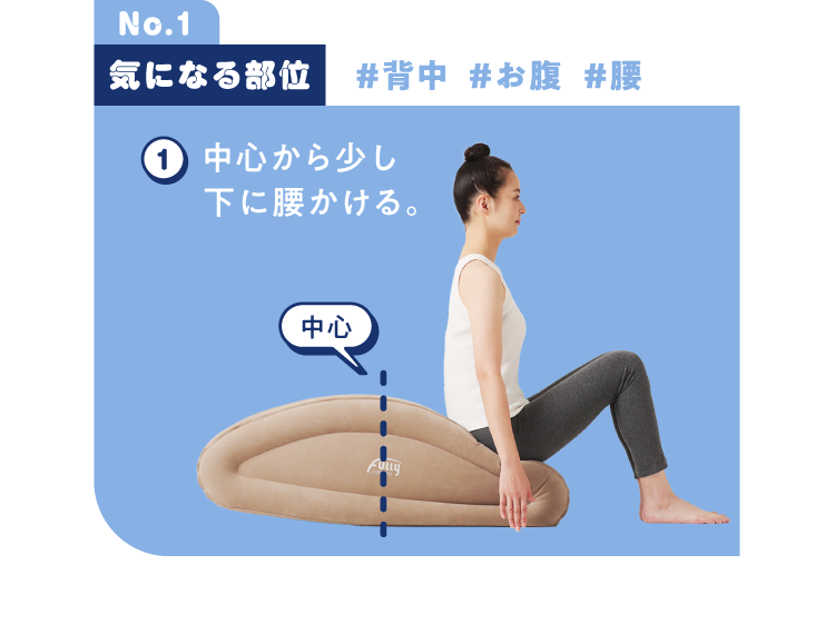 中心から少し下に腰かける。