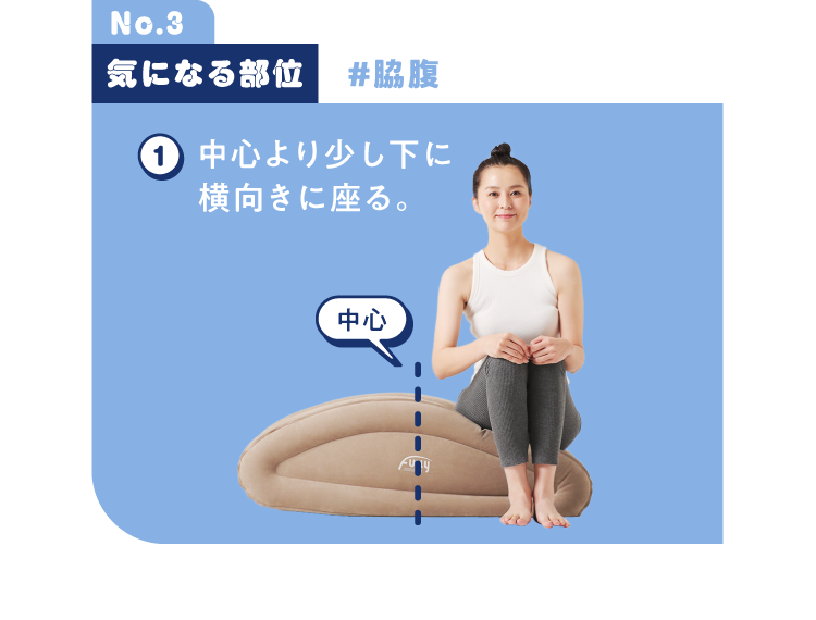 中心より少し下に横向きに座る。