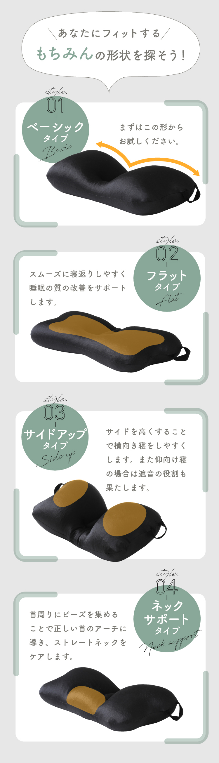 あなたにフィットするもちみんの形状を探そう