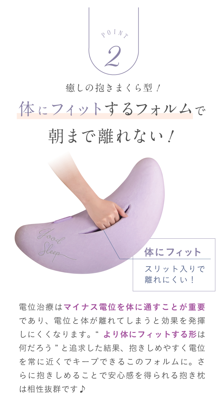 体にフィットするフォルムで朝まで離れない