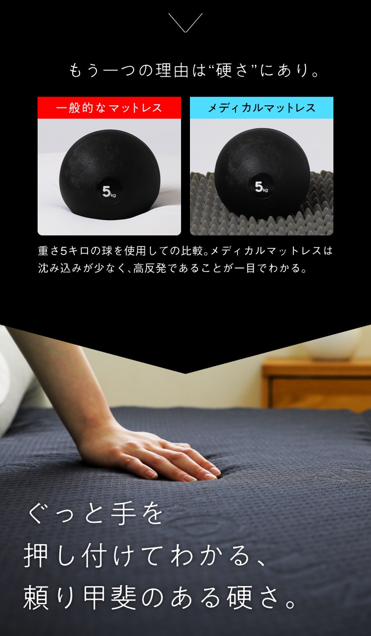 もう一つの理由は“硬さ”にあり。ぐっと手を押し付けてわかる、頼り甲斐のある硬さ。
