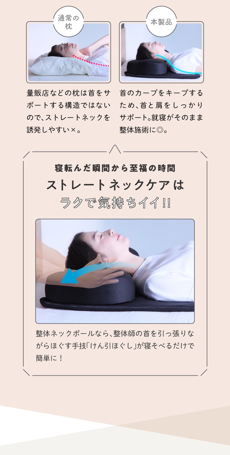 ネルチャー RAKUNA整体ネックポールピロー 巻き肩改善枕 枕