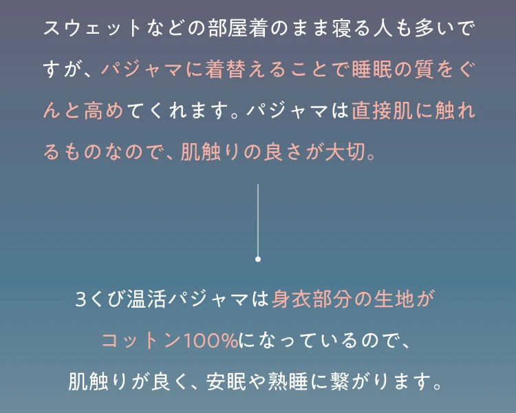 スウェットなどの部屋着のまま寝る人もおおいですが、