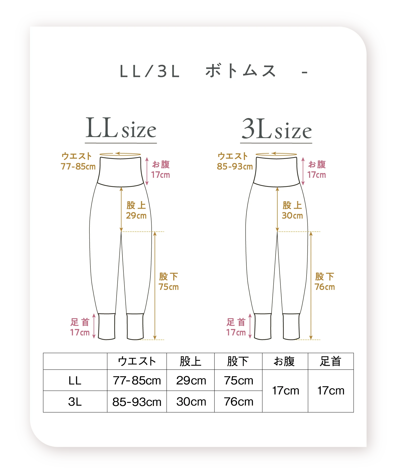 LL/3L ボトムス