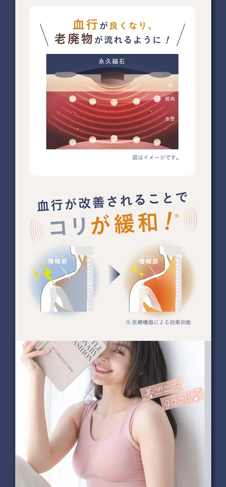 血行が改善されることでコリが緩和！