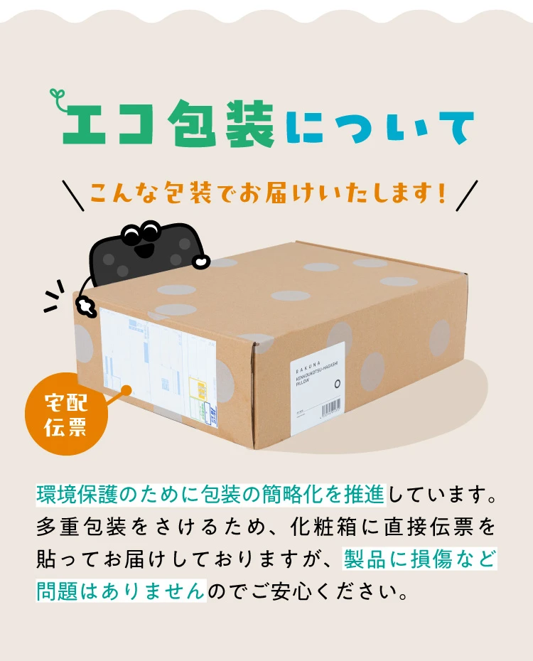 多重包装をさけるため、化粧箱に直接伝票を貼ってお届けしております