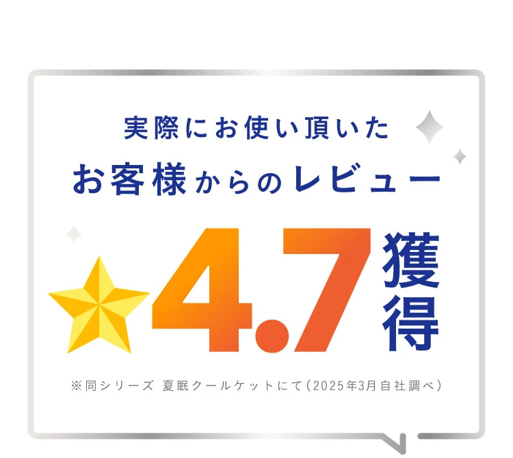 実際にお使い頂いたお客様からのレビューは星4.7を獲得しました