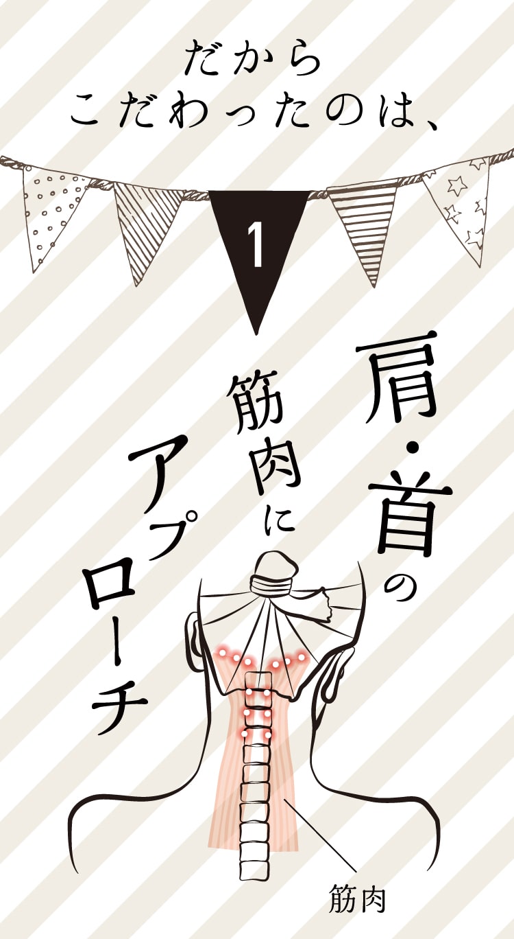だからこだわったのは、肩・首の筋肉にアプローチ
