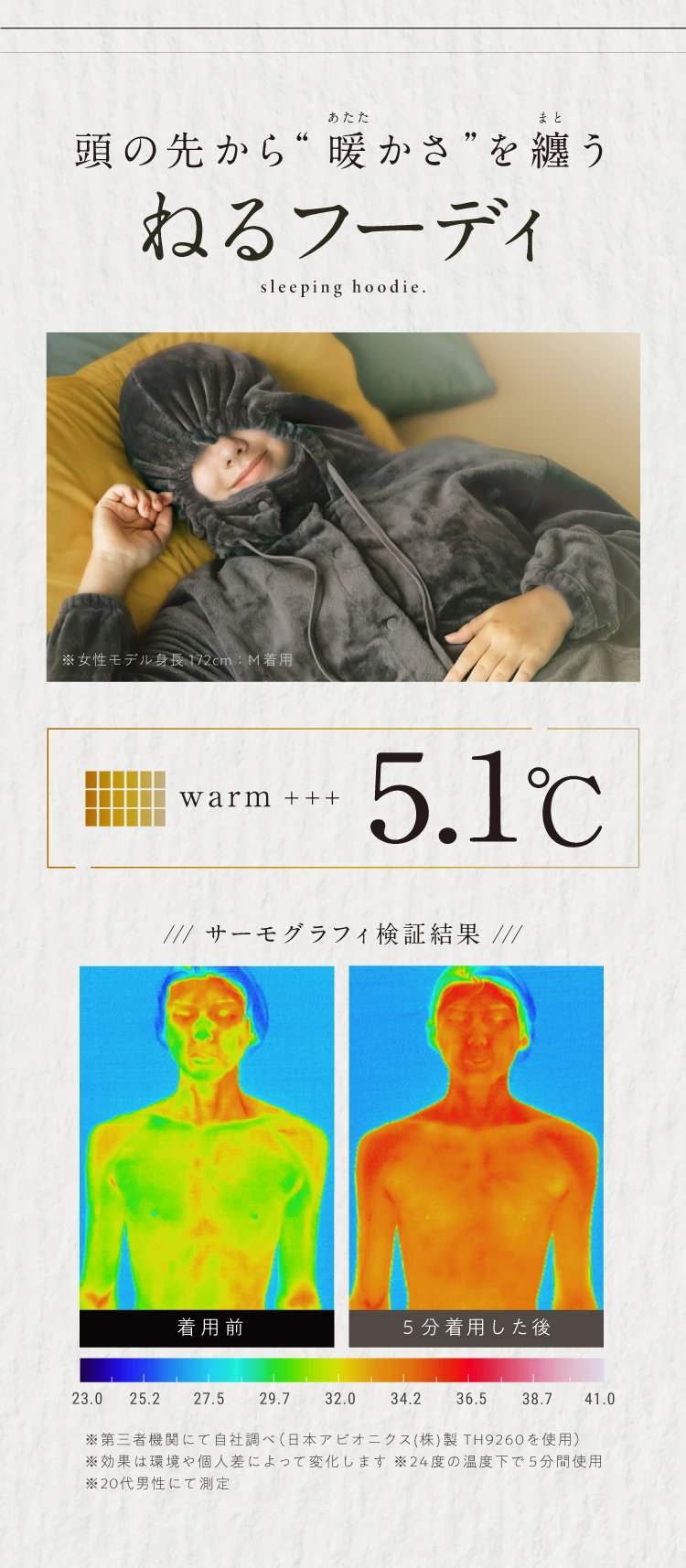 頭の先から暖かさを纏うねるフーディ