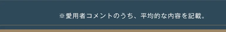 愛用者コメントのうち、平均的な内容を記載