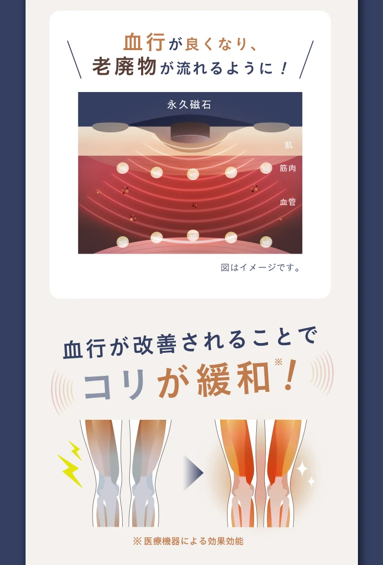 血行が良くなり、老廃物が流れるように!血行が改善されることでコリが緩和!