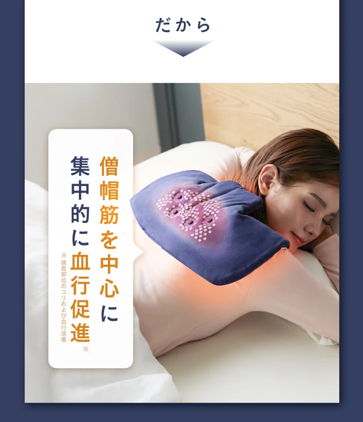 だから 僧帽筋を中心に集中的に血行促進
